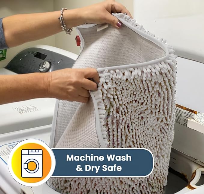 Muddy Mat® | Super Absorbent Door Mat Indoor, Microfiber Quick Dry Chenille Entryway Rug, Non-Slip Front Door Mat, Indoor Mats for Entryway, Machine Washable Pet Rug, White 48"x60"