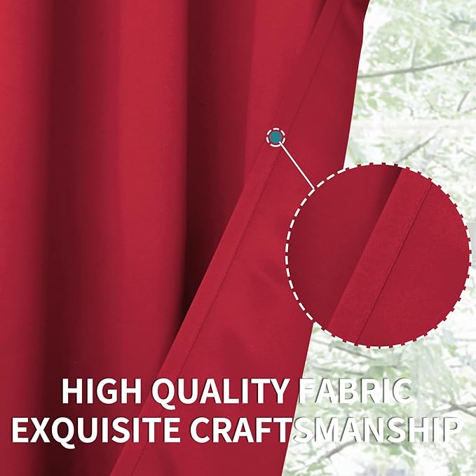 BGment Christmas Room Darkening Curtains 84 Inches Long - Grommet Thermal Insulated Drapes Window Treatment Curtains for Bedroom, 2 Panels, 52 x 84 Inch, Red