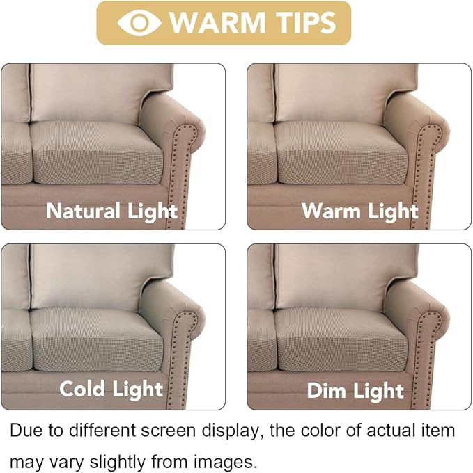 H.VERSAILTEX High Stretch Couch Cushion Covers,Chair Sofa Seat Slipcovers Couch Cushion Cover Stretch Furniture Protector for Kids, Pets(2 Packs Cushion Loveseat Covers, Sand)