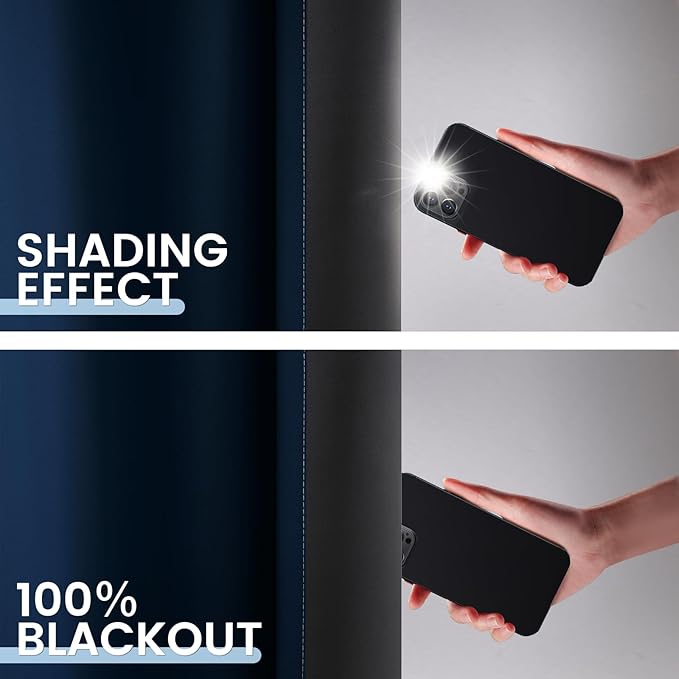 SimpleHome Blue Ombre 100% Blackout Curtains for Bedroom 63 Inches Long, Room Darkening Thermal Insulated Grommet Curtains for Living Room, 2 Panels, 52x63 inches Length