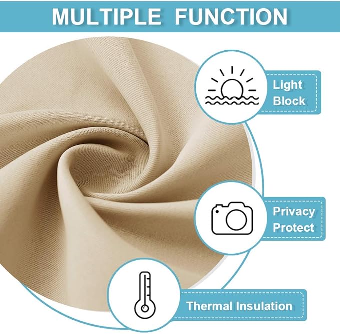 RYB HOME Curtains for Bedroom 102 inches Long, Privacy Thermal Insultaed Sunlignt Heat Blocking Drapes for Sliding Patio Door, Width 42 by Length 102, Biscotti Beige, 2 Panels Set