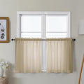 Gwine Taupe Sheer Curtain Tiers 24 Inch Length, Light Filtering Voile Short Curtain for Living Room Bedroom, Rod Pocket Cafe Curtains for Small Windows 42x24 Inch, 2PCS