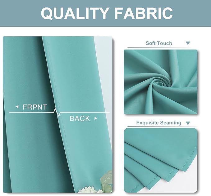 ChrisDowa Blackout Curtains 102 inches Long for Bedroom - 2 Panels Set Grommet Thermal Insulated Room Darkening Curtains for Living Room (Aqua, 52 x 102 Inch)