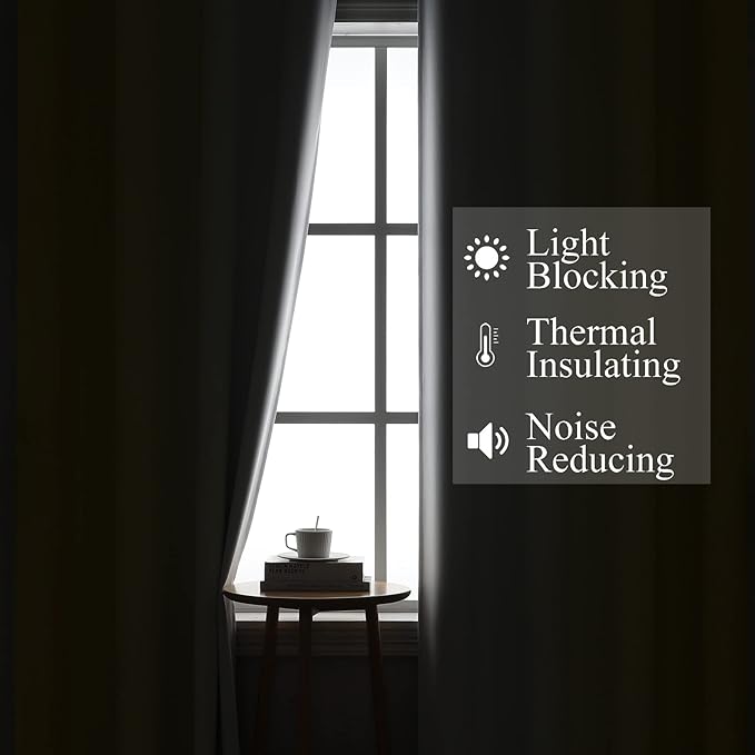 Estelar Textiler Yellow and Grayish White Blackout Curtains 108 Inches Long, Thermal Insulated Drapes for Bedroom, Full Light Blocking Energy Saving Long Curtains for Living Room, 52Wx108L, 2 Panels