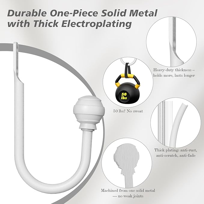 Hion Curtain Holdbacks White 2pcs, Curtain Tiebacks Wall Mounted Curtain Hooks Holders for Drapes