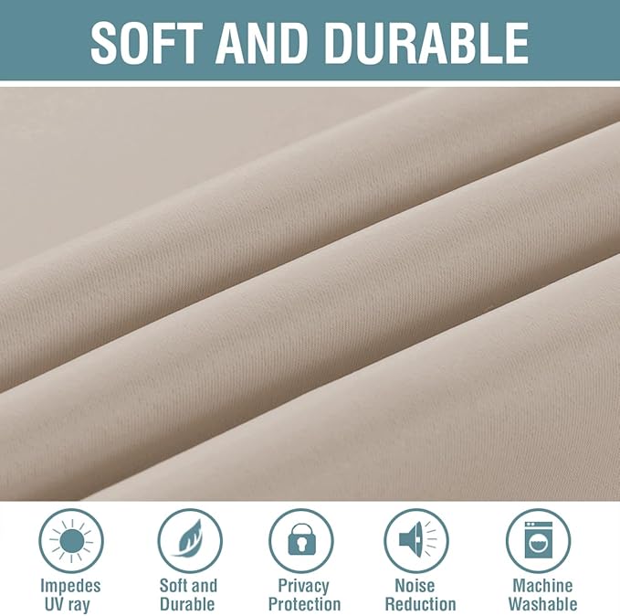 H.VERSAILTEX Blackout Curtain for Living Room Thermal Insulated Window Treatment Curtain Extra Long 108 inch Length Energy Saving Solid Grommet Top Blackout Drape, One Panel, Fog, 52" W x 108" L
