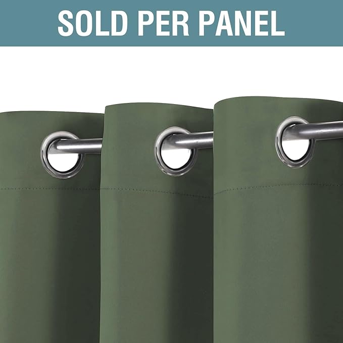 H.VERSAILTEX Blackout Curtain for Living Room Thermal Insulated Window Treatment Curtain 54 inch Length Energy Saving Solid Grommet Top Blackout Drape, One Panel, Bronze Green, 52" W x 54" L