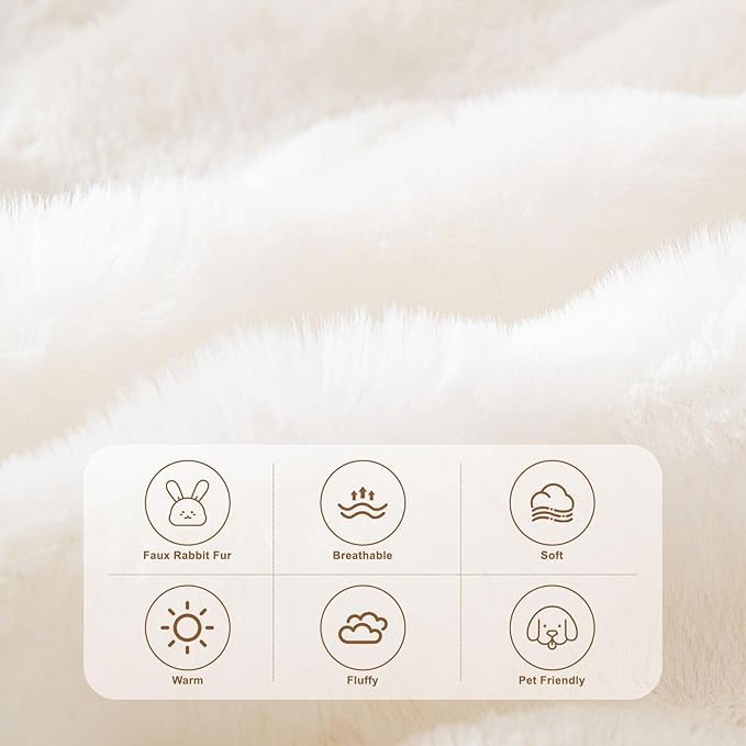 HANDONTIME White Sofa Covers Dog Couch Cover Rabbit Plush L Shaped Couch Covers Faux Fur Sofa Slipcovers for 3 Seat Cushion Couches Shaggy Couch Cover Blanket Washable Thick Soft, 71" X134"