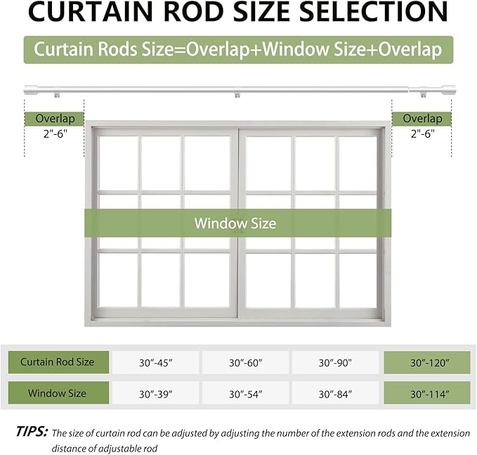 5/8” Diameter Curtain Rods 30-120 Inch, for 30-114 Inch Windows, Adjustable Splicing Silver Curtain Rods for Windows with Brackets, Window Rod Long Small Curtains Rod