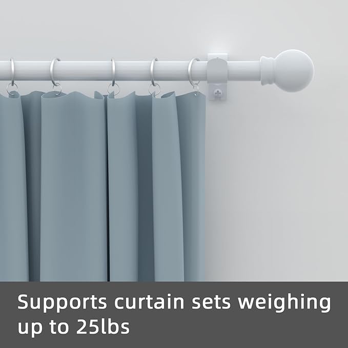 GXOACKJ Curtain Rods for windows 48 to 84-93 inch, 5/8 inch Decorative White Splicing Heavy Duty Metal Curtain Rod set with Brackets