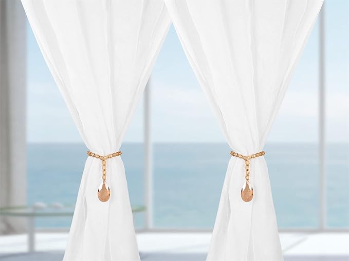 SUQ I OME 1 Pair of Luxury Crystal Beaded Magnetic Curtain Tieback and Holdback Curtain Clips Curtain Buckle Curtain Holder Blingbling Curtain Holdbacks for Drapes,Golden Champagne