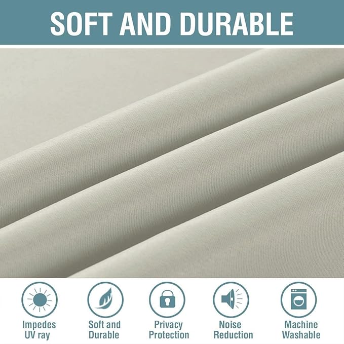 H.VERSAILTEX Blackout Curtain for Living Room Small Window Kitchen Blackout Curtains 45 inch Length Energy Saving Solid Grommet Blackout Drape, One Panel, Pale Oak, 52" W x 45" L