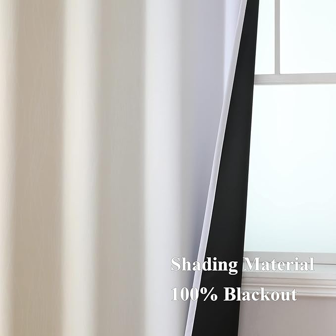 Estelar Textiler Beige and Grayish White Blackout Curtains & Drapes for Bedroom, Thermal Insulated Ombre Blackout Drapes, Full Room Darkening Energy Saving Curtains for Living Room, 52Wx63L, 2 Panels