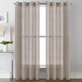 H.VERSAILTEX Linen Curtains Flax Linen Blended Curtain Panels for Living Room/Bedroom Semi Sheer Privacy Curtains 84 inch Length 2 Panels Set Nickel Grommet Window Drapes (52" W x 84" L, Taupe)