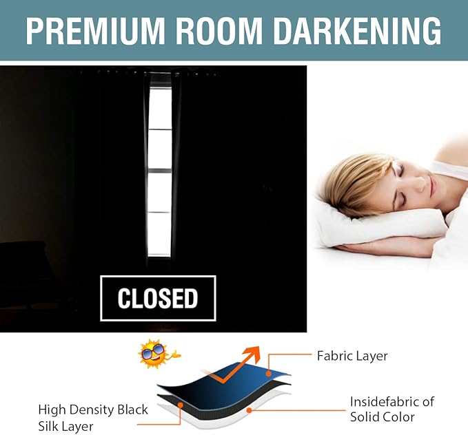 H.VERSAILTEX Room Darkening Curtain Thermal Insulated Curtain for Bedroom Window Treatment Grommet Curtain Panel Drapes, Energy Efficient for Living Room, Solid Ivory/Cream, One Panel, 52'W x 84'L