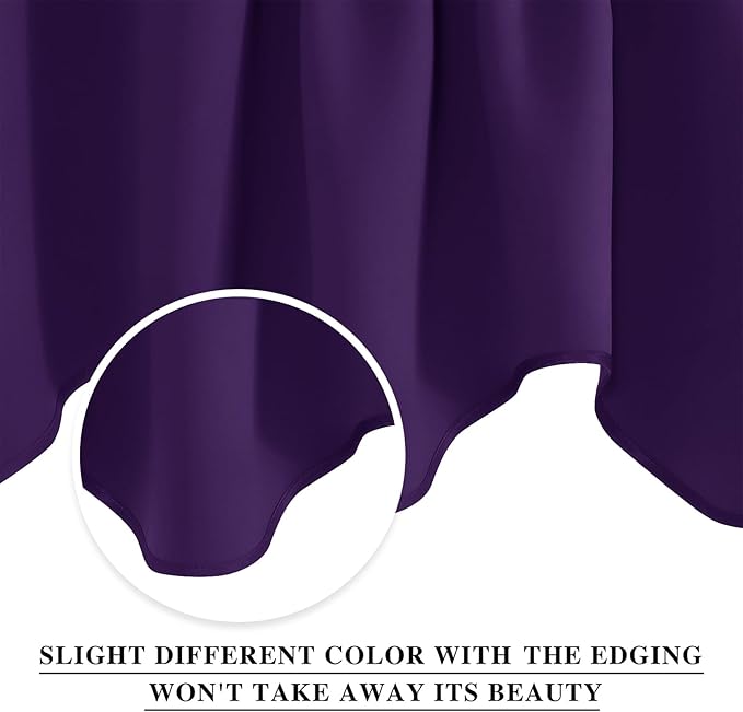 NICETOWN Blackout Window Treatment Valances - Small 52 inches by 18 inches Rod Pocket Window Topper Halloween Decoration Tiers Curtains Panels for Kitchen & Bedroom (Royal Purple, 2 Panels)