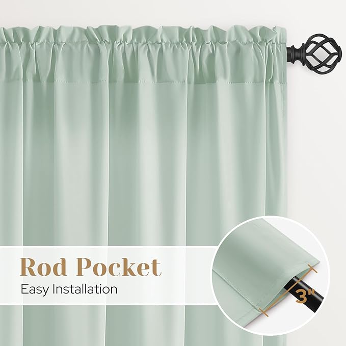 HOMEIDEAS Non-See-Through Sage Green Privacy Sheer Curtains, 52 X 72 Inches Long 2 Panels Sheer Curtains Light Filtering Window Drapes for Bedroom Living Room