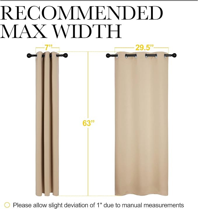 NICETOWN Room Darkening Curtain Panels for Living Room, Thermal Insulated Grommet Room Darkening Draperies/Drapes for Window (Biscotti Beige, 2 Panels, W34 x L63 -Inch)