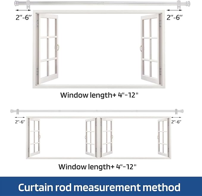 Curtain Rods 2 Pack Curtain Rods for Windows 30 to 45 Inch,5/8 curtain rod with Brackets for Bedroom Living room Kitchen,Silver