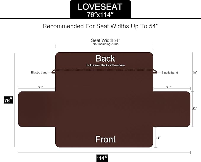 U-NICE HOME Loveseat Sofa Cover Reversible Couch Cover for Dogs with Elastic Straps Water Resistant Furniture Protector for Pets Couch Cover for 2 Cushion Couch (Loveseat, Dark Grey/Light Grey)