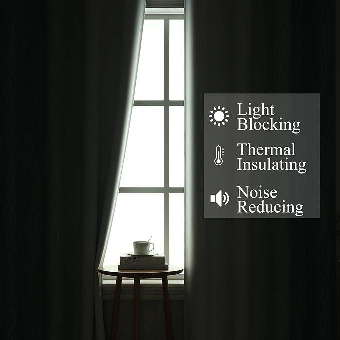 Estelar Textiler Stone Blue and Greyish White Ombre Blackout Curtains 54 Inch Length 2 Panels, Full Room Darkening Drapes for Kitchen, Thermal Insulated Grommet Short Curtains for Bedroom,42Wx54L