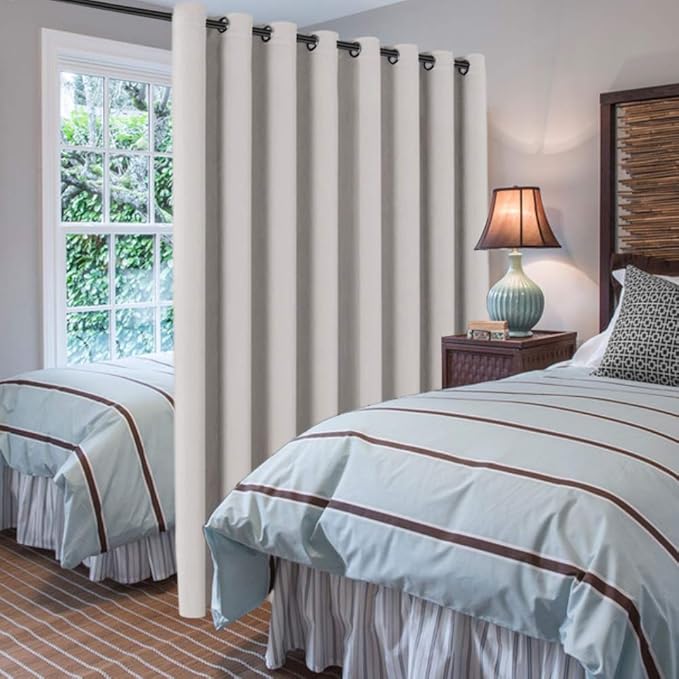 H.VERSAILTEX Blackout Patio Curtains 100 x 84 Inches for Sliding Door Extral Wide Blackout Curtain Panels Thermal Insulated Room Divider - Grommet Top, 7' Tall by 8.5' Wide - Stone