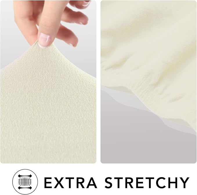 PureFit Super Stretch Chair Sofa Slipcover – Non Slip Soft Couch Sofa Cover, Washable Furniture Protector with Non Skid Foam and Elastic Bottom for Kids, Pets （Chair, Ivory）