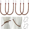 BEL AVENIR Curtain Rope Tiebacks, Drapery Rope Holdbacks with 4 Metal Screw Hooks (Mix red, 4pack)