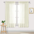 DWCN Ivory Sheer Curtains Semi Transparent Voile Rod Pocket Curtains for Bedroom and Living Room, 60 x 63 inches Long, Set of 2 Panels