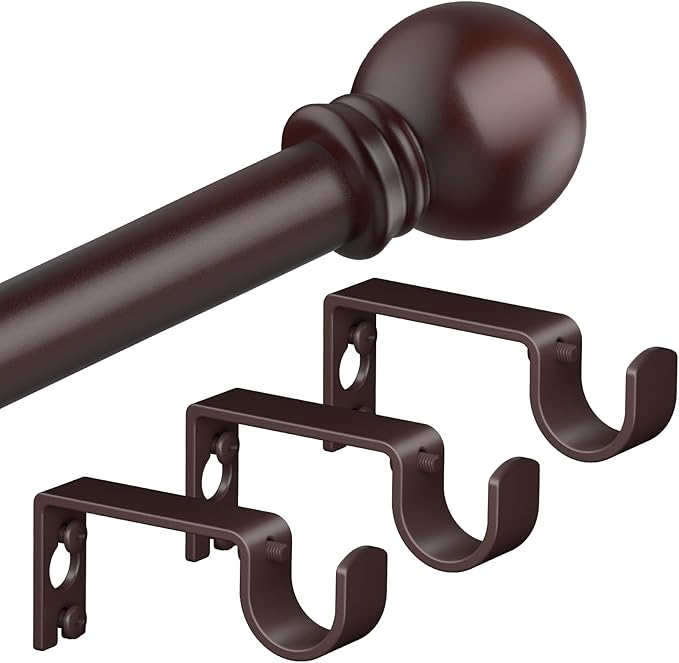Bronze Curtain Rods for Bedroom with Brackets,5/8 Inch Diameter Small Window Curtain Rod Adjustable 32 to 120 Inches,Easy Install Drapery Rods