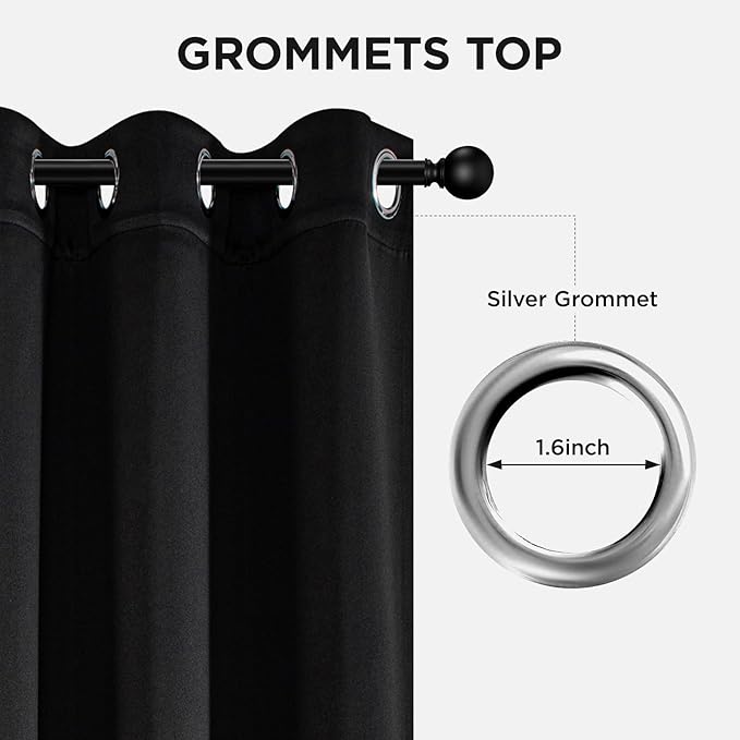 Joydeco Blackout Curtains for Bedroom 84 Inch - Black Out Curtains with Grommets Thermal Insulated Room Darkening Light Blocking, Noise Reducing & Wrinkle-Free Drapes for Living Room Windows, 2 Panels