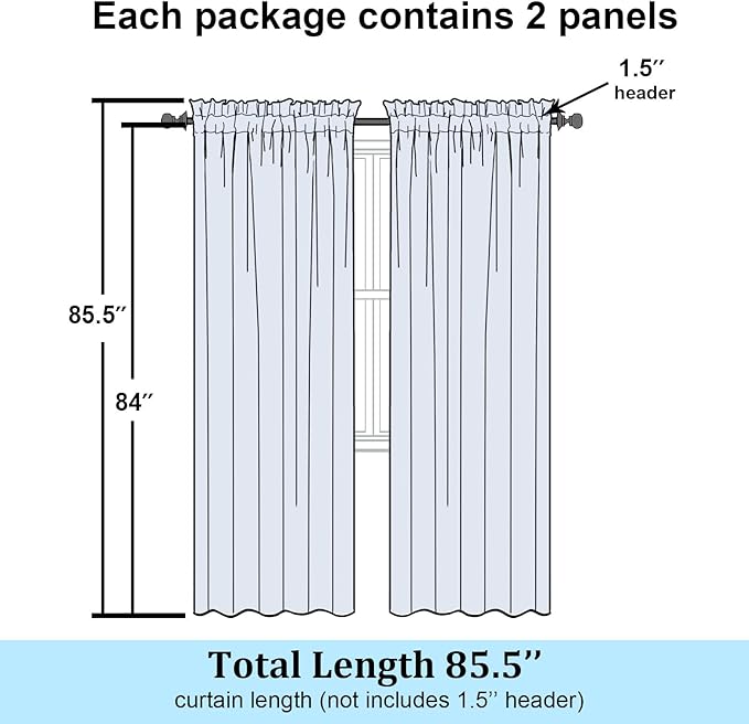 Simplebrand Semi Sheer White Curtains 84 Inches Long 2 Panels, Light Filtering Geometric Jacquard Clip Textured Sheer Curtains for Bedroom，Modern Elegant Window Curtains Drapes，42x84 inch