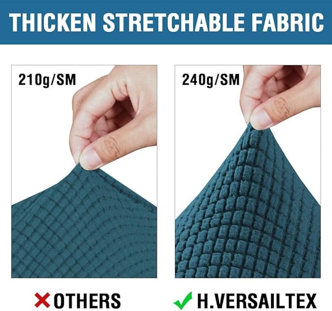 H.VERSAILTEX 4 Piece Stretch Sofa Covers for 3 Cushion Couch Covers for Living Room Furniture Slipcovers (Base Cover Plus 3 Seat Cushion Covers) Upgraded Thicker Jacquard Fabric (Sofa, Deep Teal)
