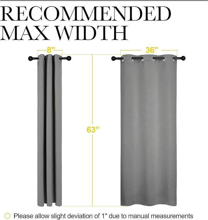 NICETOWN Silver Grey Thermal Insulated Grommet Blackout Curtains, Kids Window Drape Panel for Nursery, Privacy Short Curtains (2 Panels, W42 x L63 -Inch)