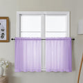 Gwine Lilac Sheer Curtain Tiers 24 Inch Length, Light Filtering Voile Short Curtain for Living Room Bedroom, Rod Pocket Cafe Curtains for Small Windows 42x24 Inch, 2PCS