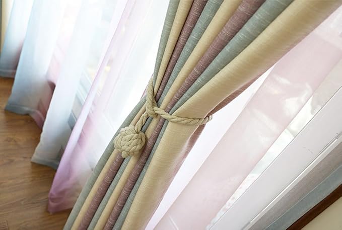 Melaluxe 4 Pack Curtain Tiebacks - Heavy Duty Curtain Rope Tieback, Handmade Rural Decorative Curtain Holdbacks (Purple)