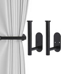 Hoousuper 2pcs Black Stainless Steel Curtain Holdbacks, Tiebacks, Wall Mounted Curtain Pull Backs, Side Holders, Hooks