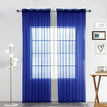 SpaceDresser Sheer Voile Window Treatment Rod Pocket Curtain Panels for Kitchen Bedroom Living Room Drapes Sunlight Filtering Privacy Semi Home Decor Assorted Colors Sizes (Sapphire, 52 W x 90 L)