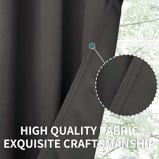 BGment Dark Grey Blackout Curtains for Bedroom, Black Out Curtains 63 Inch Long Thermal Insulated Sunlight Blocking Window Treatment Drapes, Set of 2 Panels, 42 x 63 Inch