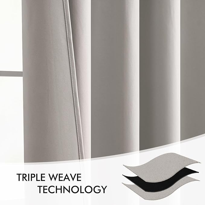MIULEE Stone Back Tab Blackout Curtains 102 Inch Long 2 Panels Set for Bedroom, Rod Pocket/Pinch Pleated Thermal Insulated Living Room Darkening Light Blocking Floor to Ceiling Drapes