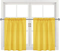 DWCN Yellow Sheer Curtains for Kitchen Windows - Rod Pocket Semi Transparent Voile Tier Curtains for Bedroom, Living Room, Farmhouse, 36 x 36 inches Long, Set of 2 Panels
