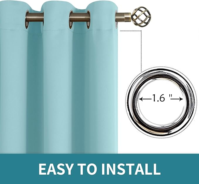 BGment Blackout Curtains - Grommet Thermal Insulated Room Darkening Bedroom and Living Room Curtains, Set of 2 Panels (38 x 54 Inch, Baby Blue)