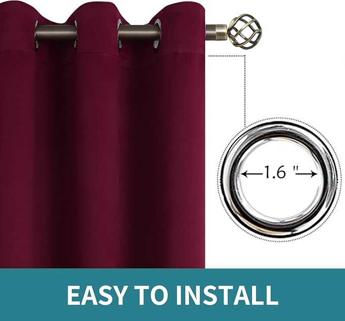 BGment Blackout Curtains - Grommet Thermal Insulated Room Darkening Bedroom and Living Room Curtains, Set of 2 Panels (52 x 108 Inch, Burgundy)