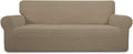 Easy-Going Stretch Sofa Slipcover 1-Piece Sofa Cover Furniture Protector Couch Soft with Elastic Bottom for Kids, Polyester Spandex Jacquard Fabric Small Checks (Sofa, Natural)