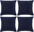 Fancy Homi 4 Packs Navy Blue Decorative Throw Pillow Covers 26x26 Inch for Living Room Couch Bed Sofa, Rustic Modern Farmhouse Boho Home Decor, Soft Plush Corduroy Cute Square Cushion Case 66x66 cm