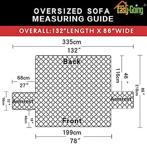 Easy-Going Reversible Oversized Couch Cover for 3 Cushion Couch Sofa Cover for Dogs Water Resistant Furniture Protector Cover with Foam Sticks for Pet Cat (Oversized Sofa, Coffee/Ivory)
