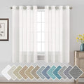 H.VERSAILTEX White Linen Curtains Flax Linen Blended Curtain Panels for Living Room/Bedroom Semi Sheer Privacy Curtains 63 inch Length 2 Panels Set Nickel Grommet Window Drapes, White
