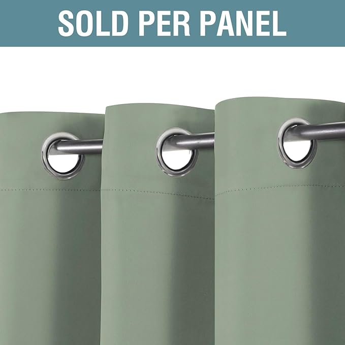 H.VERSAILTEX Blackout Curtain for Living Room Thermal Insulated Window Treatment Curtain 54 inch Length Energy Saving Solid Grommet Top Blackout Drape, One Panel, Sea Grass, 52" W x 54" L