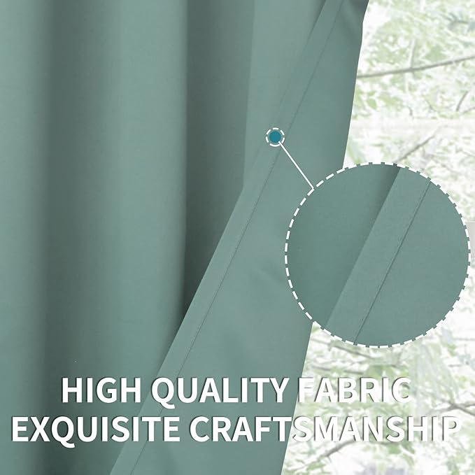 BGment Blackout Curtains - Grommet Thermal Insulated Room Darkening Bedroom and Living Room Curtains, Set of 2 Panels (52 x 84 Inch, Frosty Green)