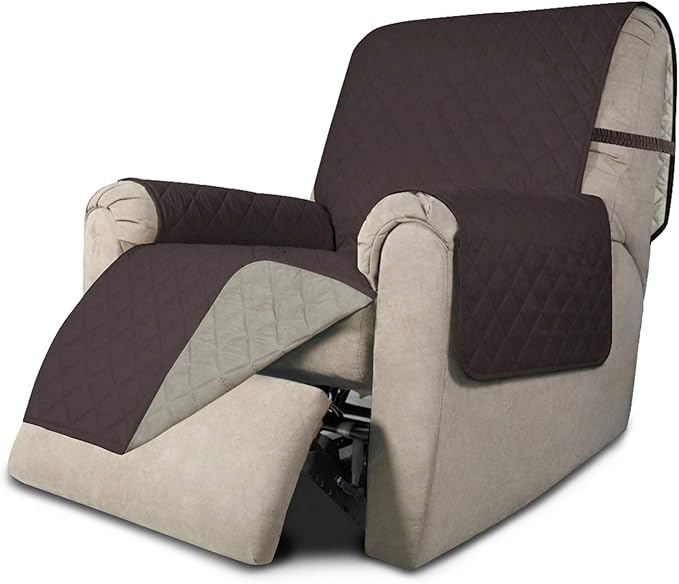 Easy-Going Recliner Sofa Slipcover Reversible Sofa Cover Water Resistant Couch Cover Furniture Protector with Elastic Straps for Pets Kids Children Dog Cat (Recliner, Chocolate/Beige)